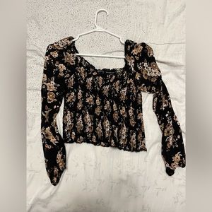 Cute floral black top